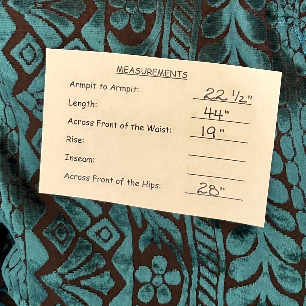 SOFT SURROUNDINGS Floral Velvet Dimora Maxi Dress Teal Brown Burnout X-Large - Picture 11 of 11